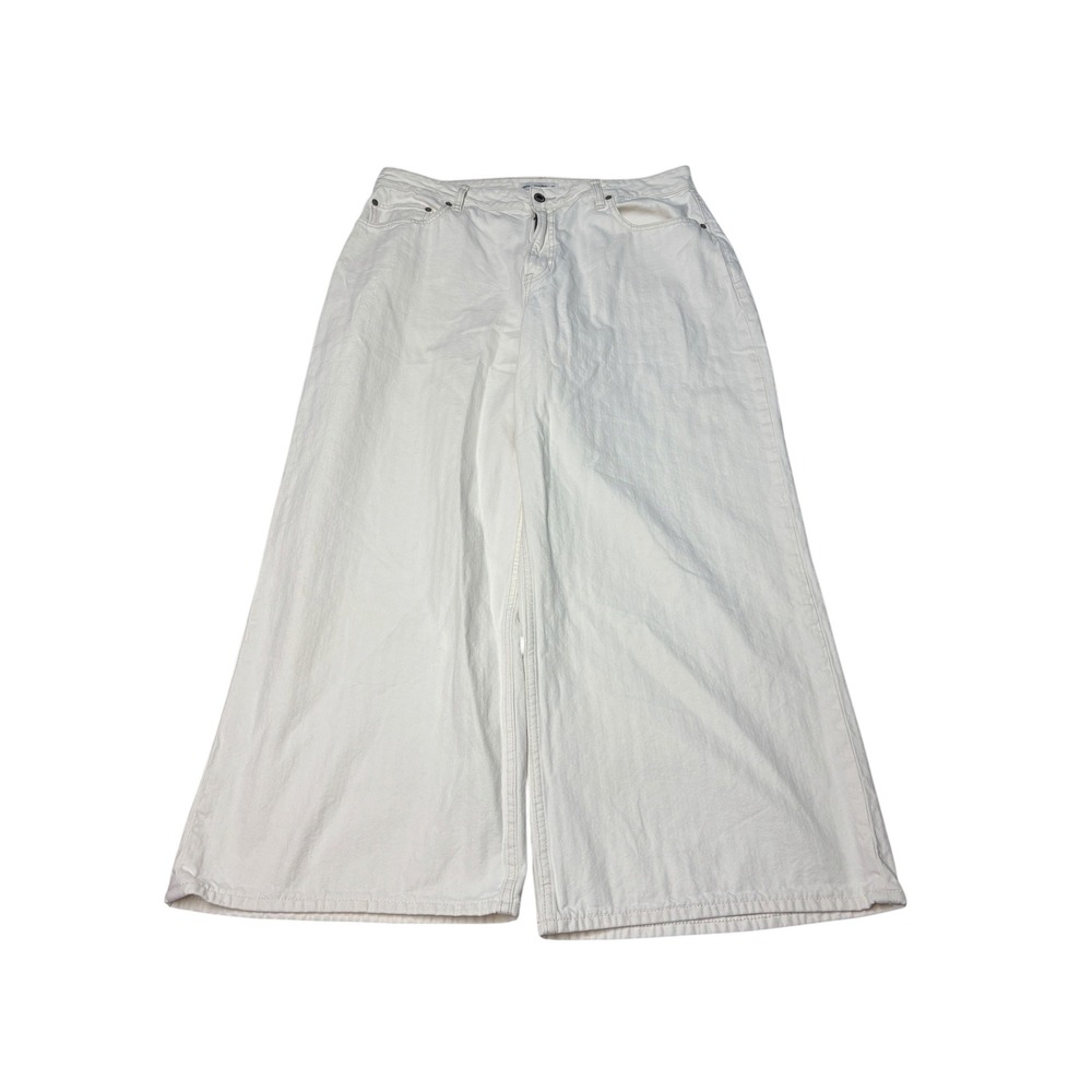 Abercrombie & Fitch Curve Love Wide Leg High Rise White Jeans Women Plus 33 L28